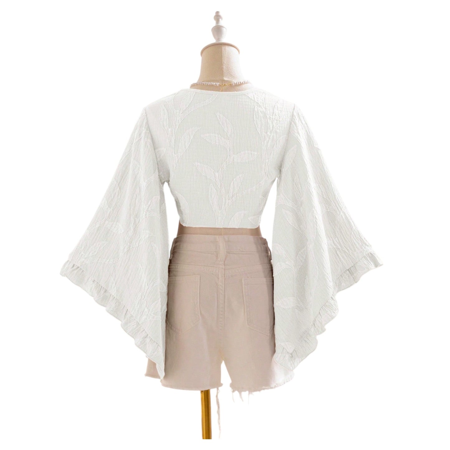 SHE fehér megkötős crop top