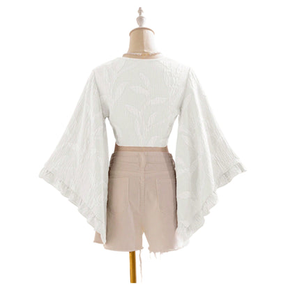 SHE fehér megkötős crop top