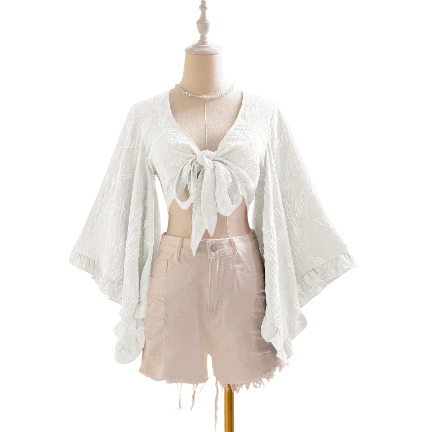 SHE fehér megkötős crop top