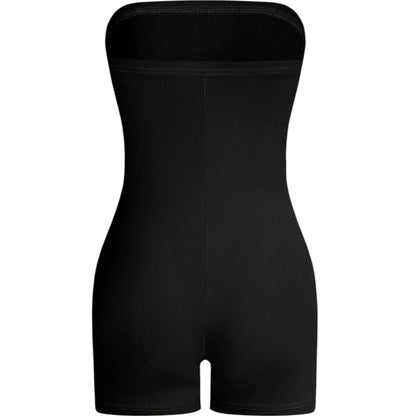 SHE fekete pánt nélküli jumpsuit