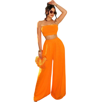 SHE narancssárga bandeau top és nadrág szett