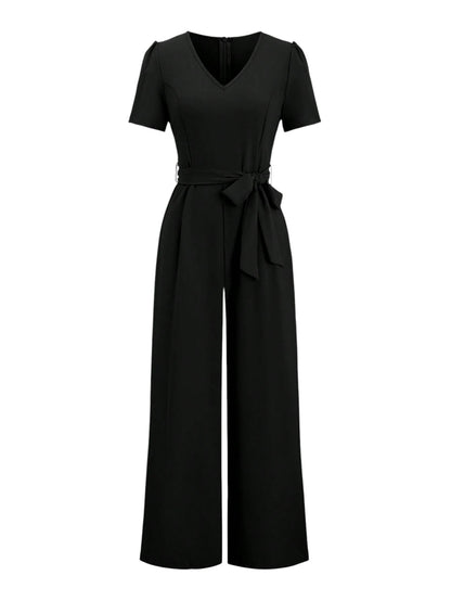 SHE fekete öves jumpsuit