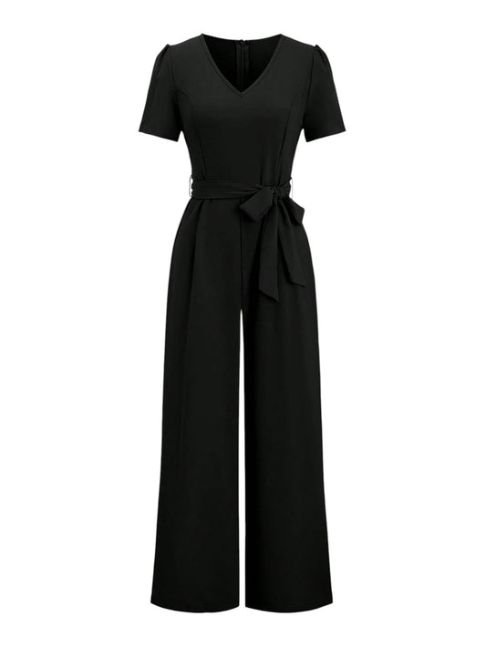 SHE fekete öves jumpsuit