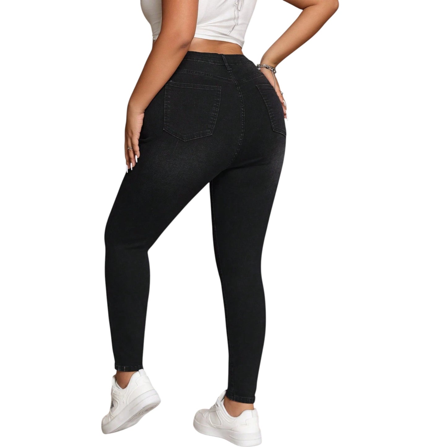 SHE fekete slim fit farmer nadrág
