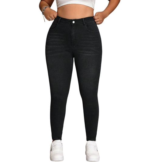 SHE fekete slim fit farmer nadrág