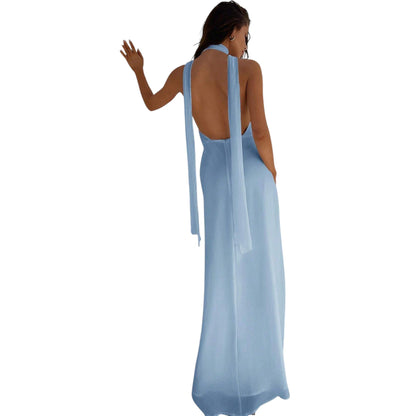 SHE világoskék halter maxi ruha