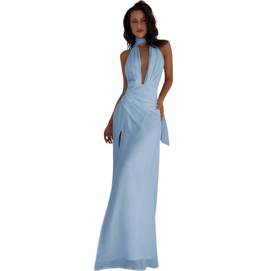 SHE világoskék halter maxi ruha