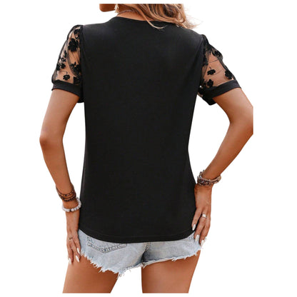 SHE fekete virágmintás blúz