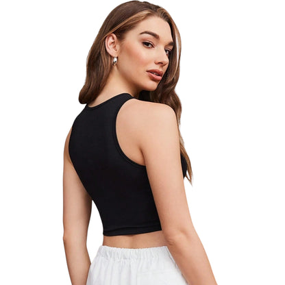 SHE fekete feliratos crop top