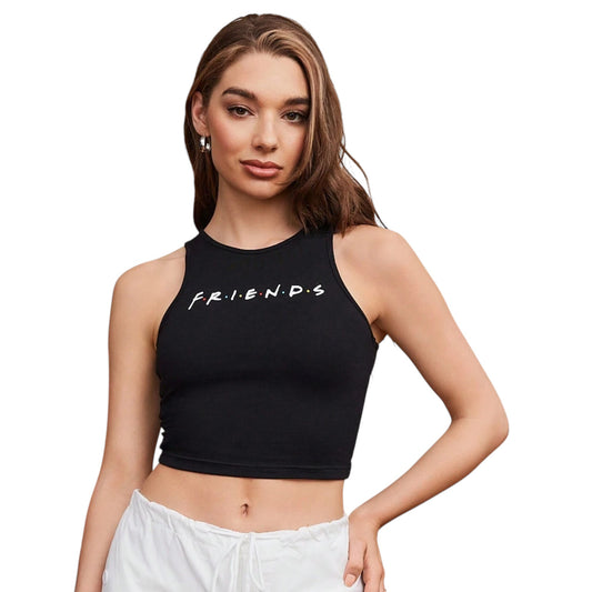 SHE fekete feliratos crop top