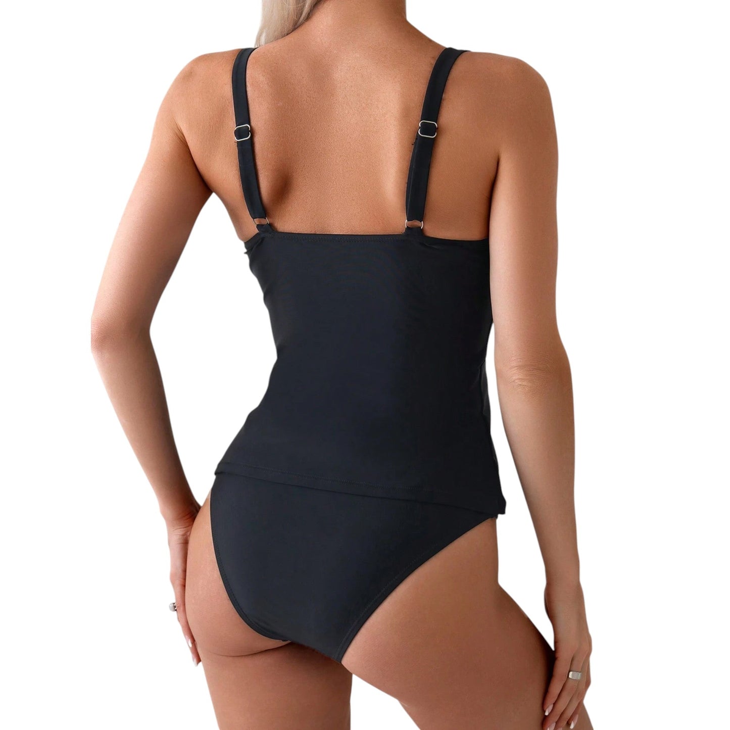 SHE fekete fodros tankini fürdőruha