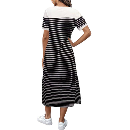 SHE fekete csíkos midi ruha