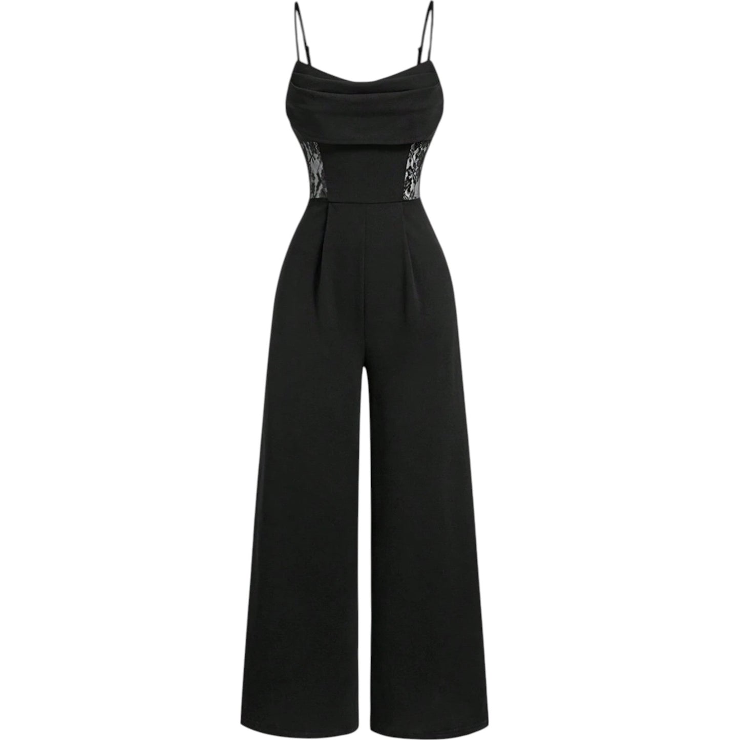 SHE fekete széles szárú jumpsuit