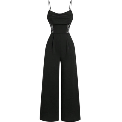 SHE fekete széles szárú jumpsuit