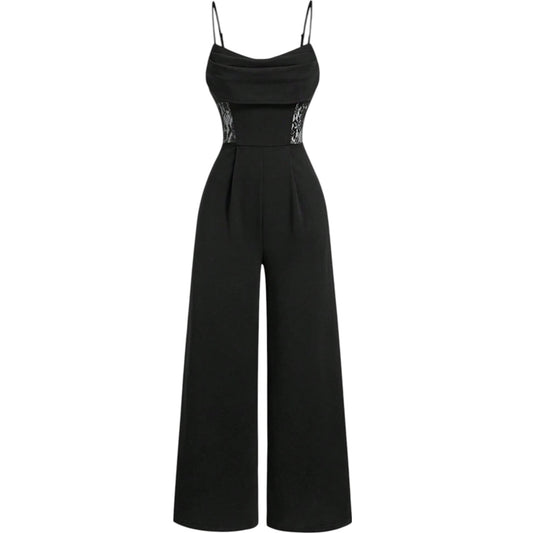 SHE fekete széles szárú jumpsuit