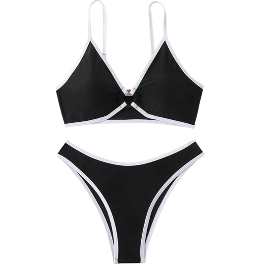 SHE fekete fehér szegélyes bikini