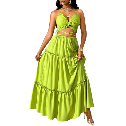 SHE zöld kétrészes maxi ruha