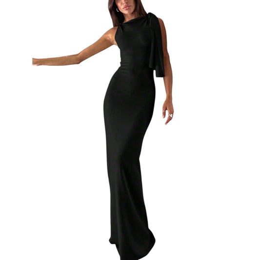 SHE fekete kötött maxi ruha