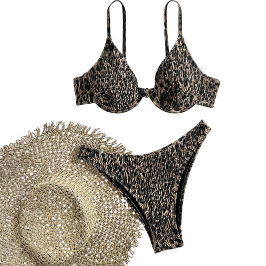 SHE leopárdmintás ráncolt bikini