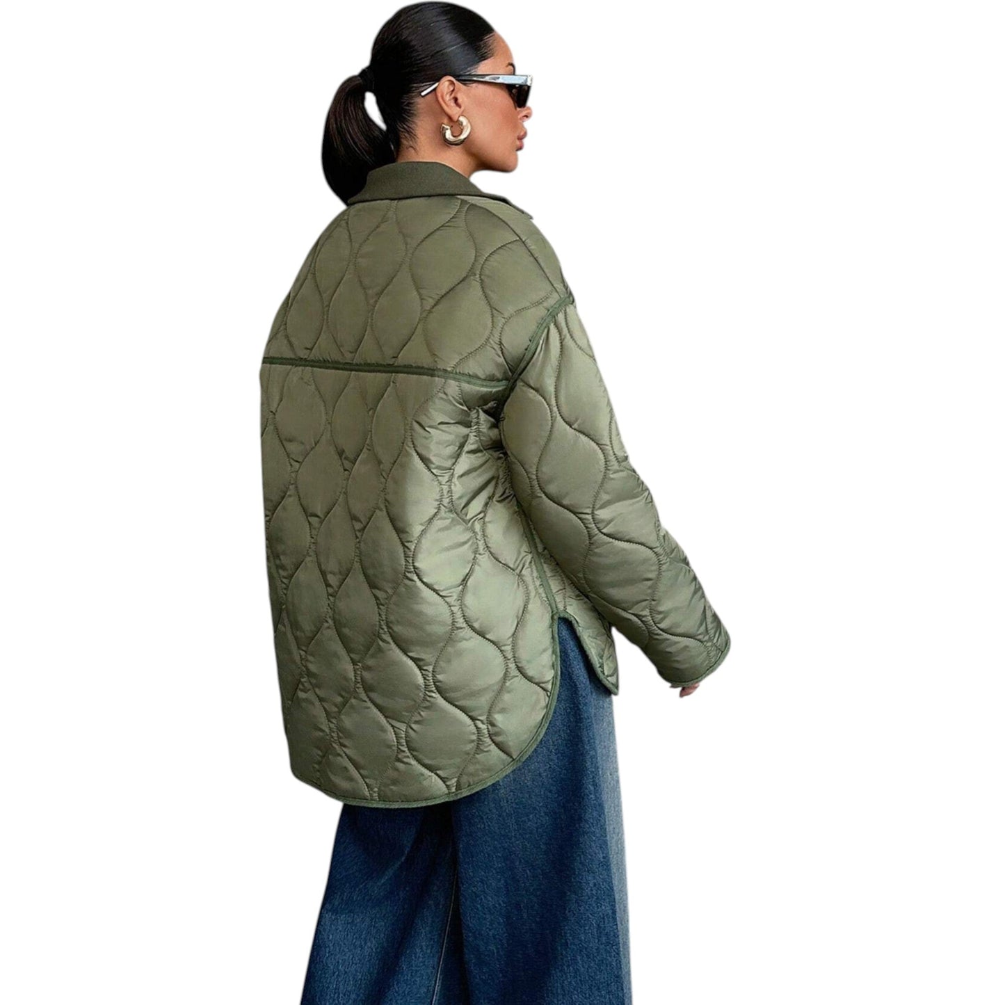 SHE olíva zöld steppelt oversize dzseki