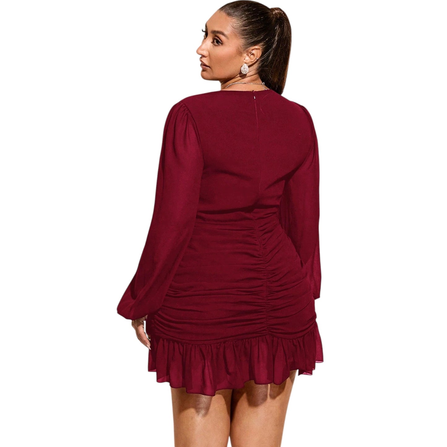 SHE bordó fodros mini ruha