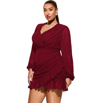 SHE bordó fodros mini ruha