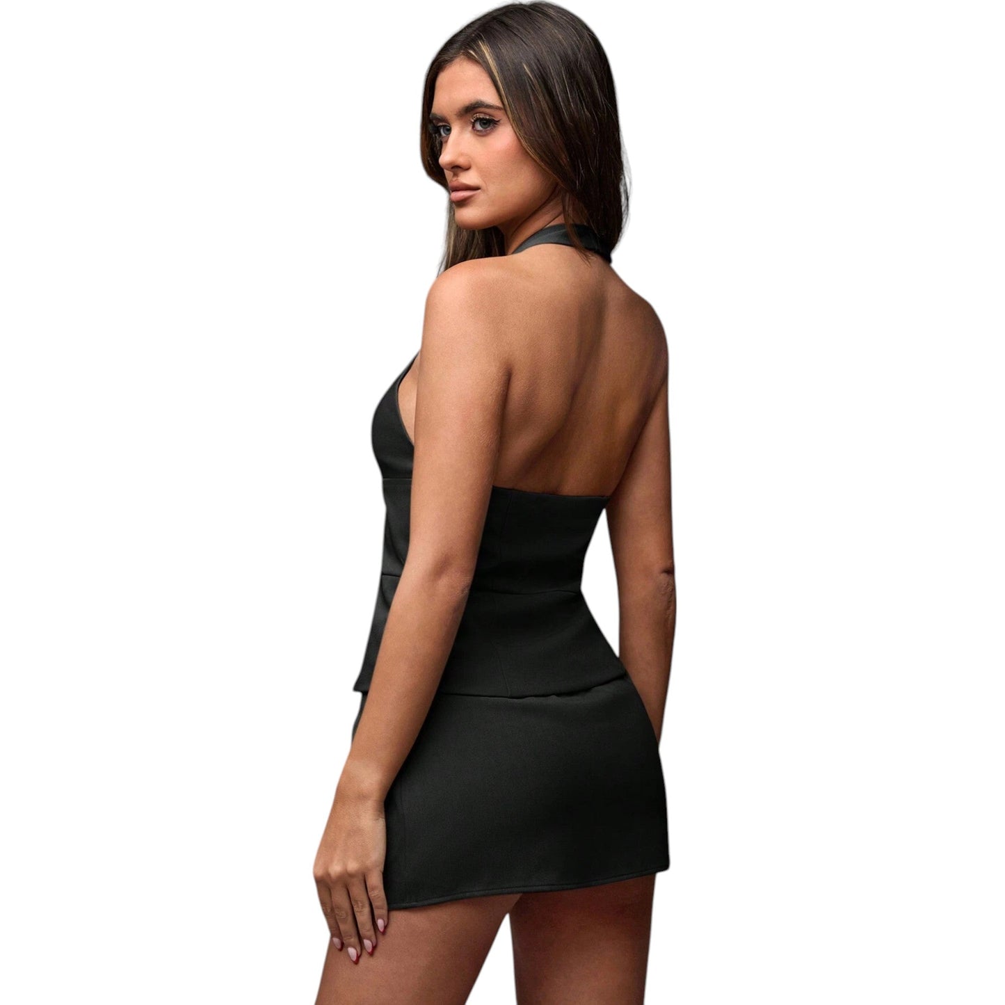 SHE fekete V-nyakú mellény