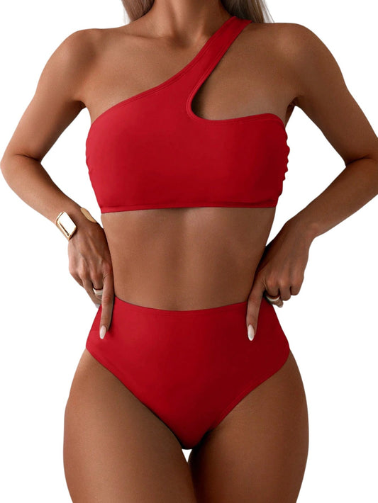 SHE piros aszimmetrikus bikini szett