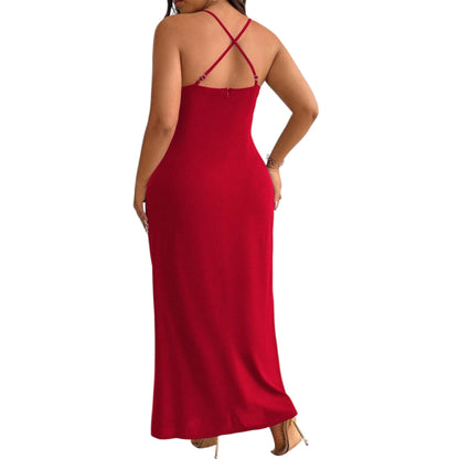SHE piros combig sliccelt maxi ruha