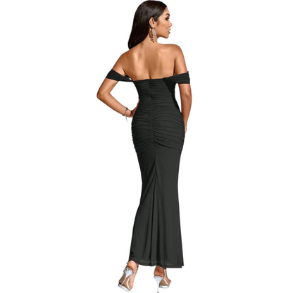 SHE fekete ruched maxi ruha
