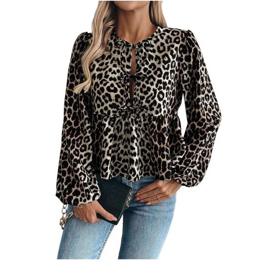 SHE leopárd mintás peplum blúz