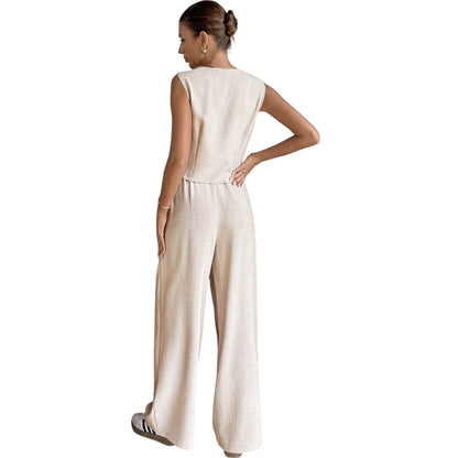 SHE bézs gombos mellény szett