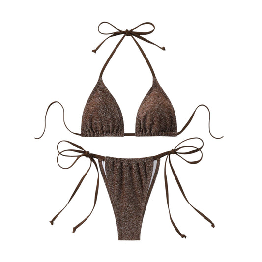 SHE barna megkötős bikini szett