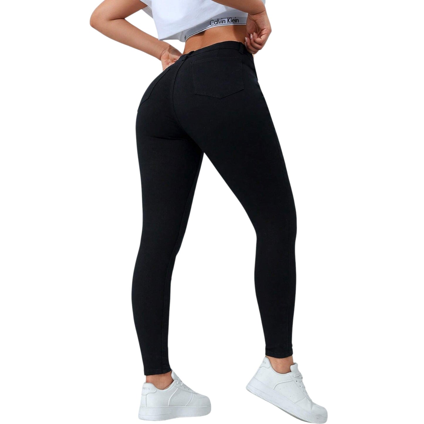 SHE fekete slim fit farmer nadrág