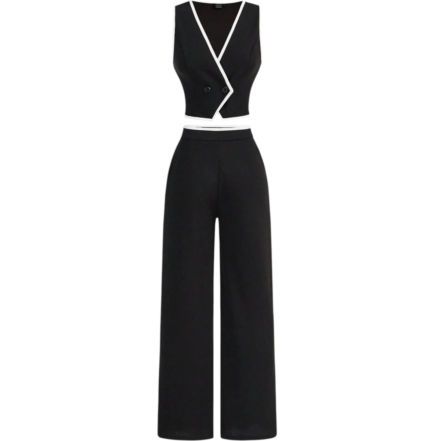 SHE fekete kontrasztos szegélyű nadrág szett