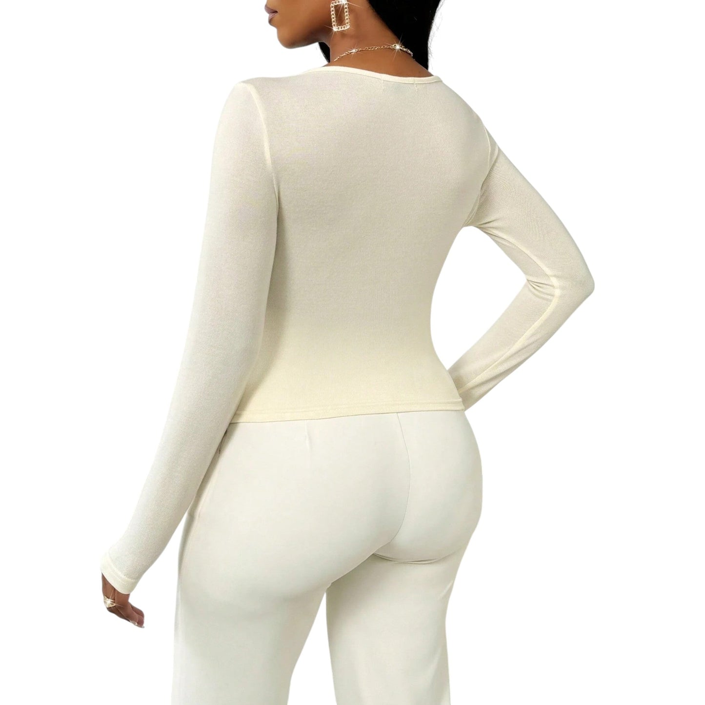 SHE bézs aszimmetrikus nyakú felső