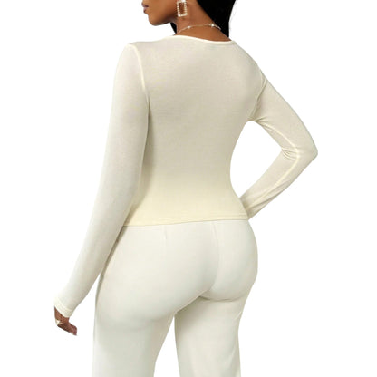 SHE bézs aszimmetrikus nyakú felső