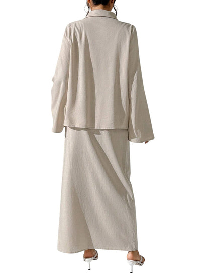 SHE bézs ing és maxi szoknya szett