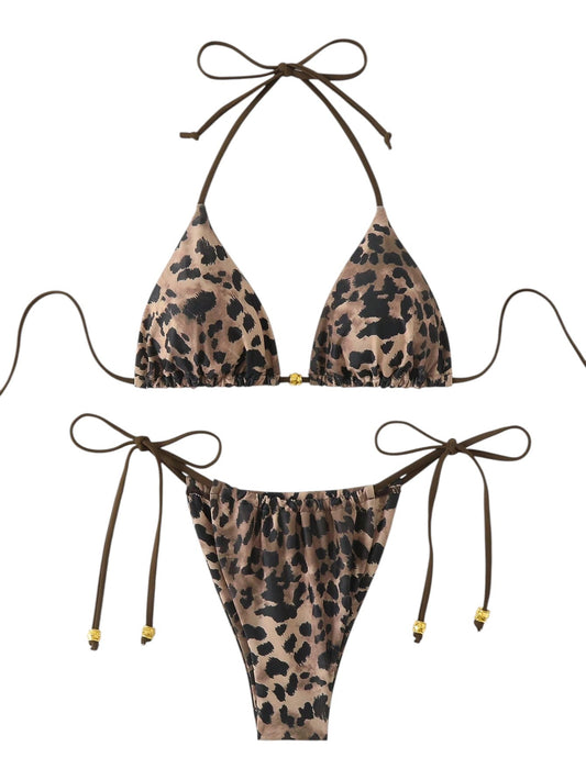 SHE leopárdmintás megkötős bikini szett