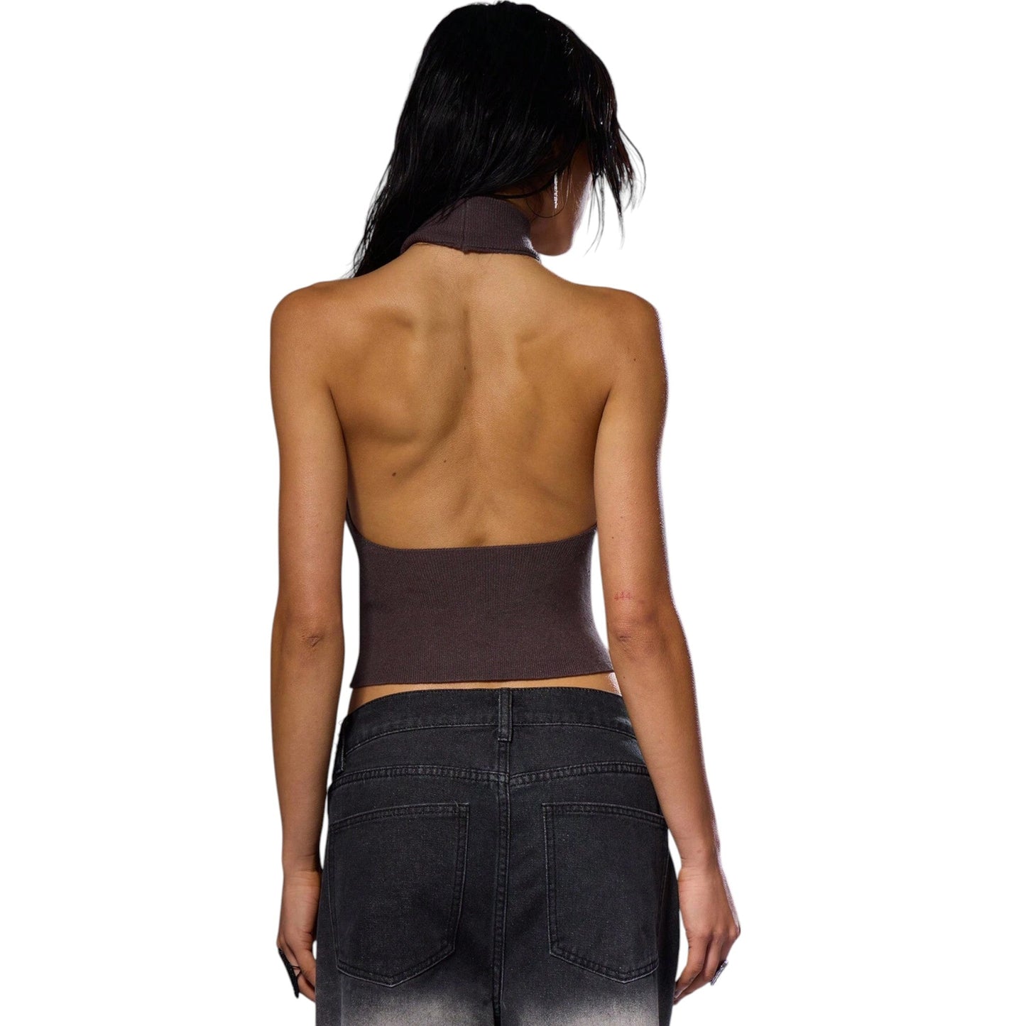 SHE barna garbó nyakú crop top