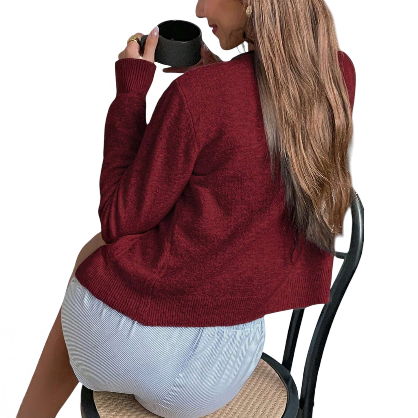 SHE bordó kötött kardigán