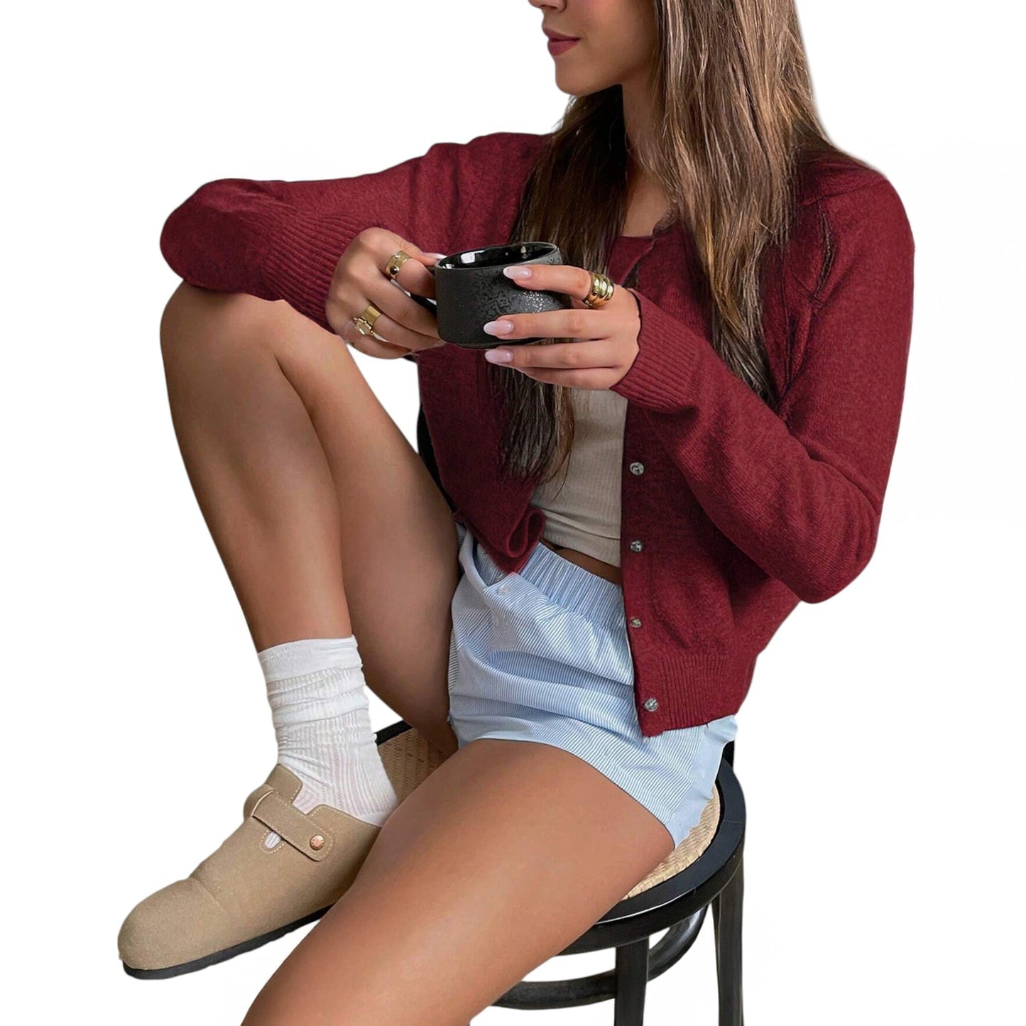 SHE bordó kötött kardigán