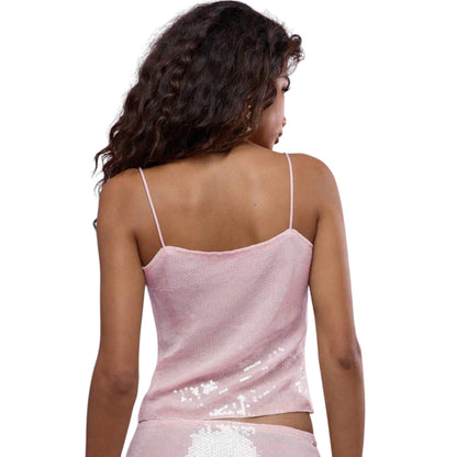 MISSGUIDED rózsaszín flitteres spagettipántos top