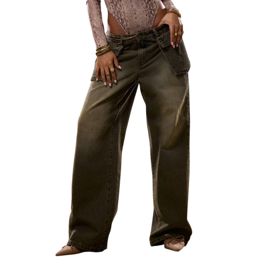 SHE sötétbarna baggy farmer nadrág