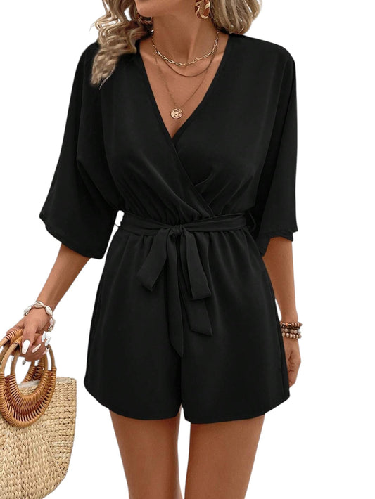 SHE fekete megkötős playsuit