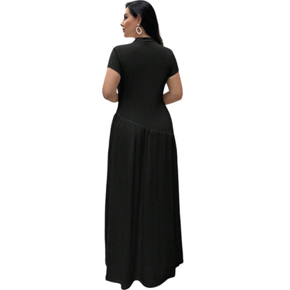 SHE fekete magas nyakú maxi ruha