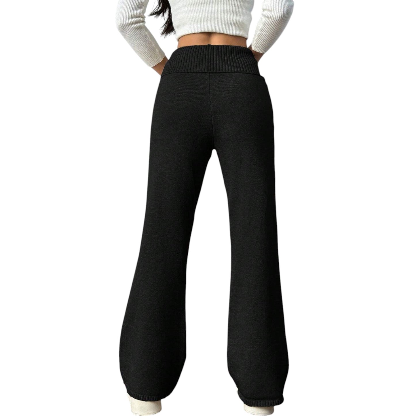 SHE fekete kötött bő szárú nadrág