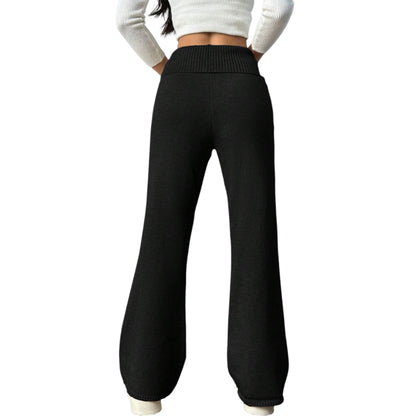 SHE fekete kötött bő szárú nadrág