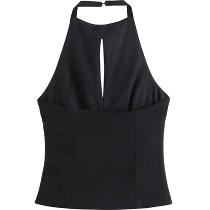 SHE fekete cipzáras halter top