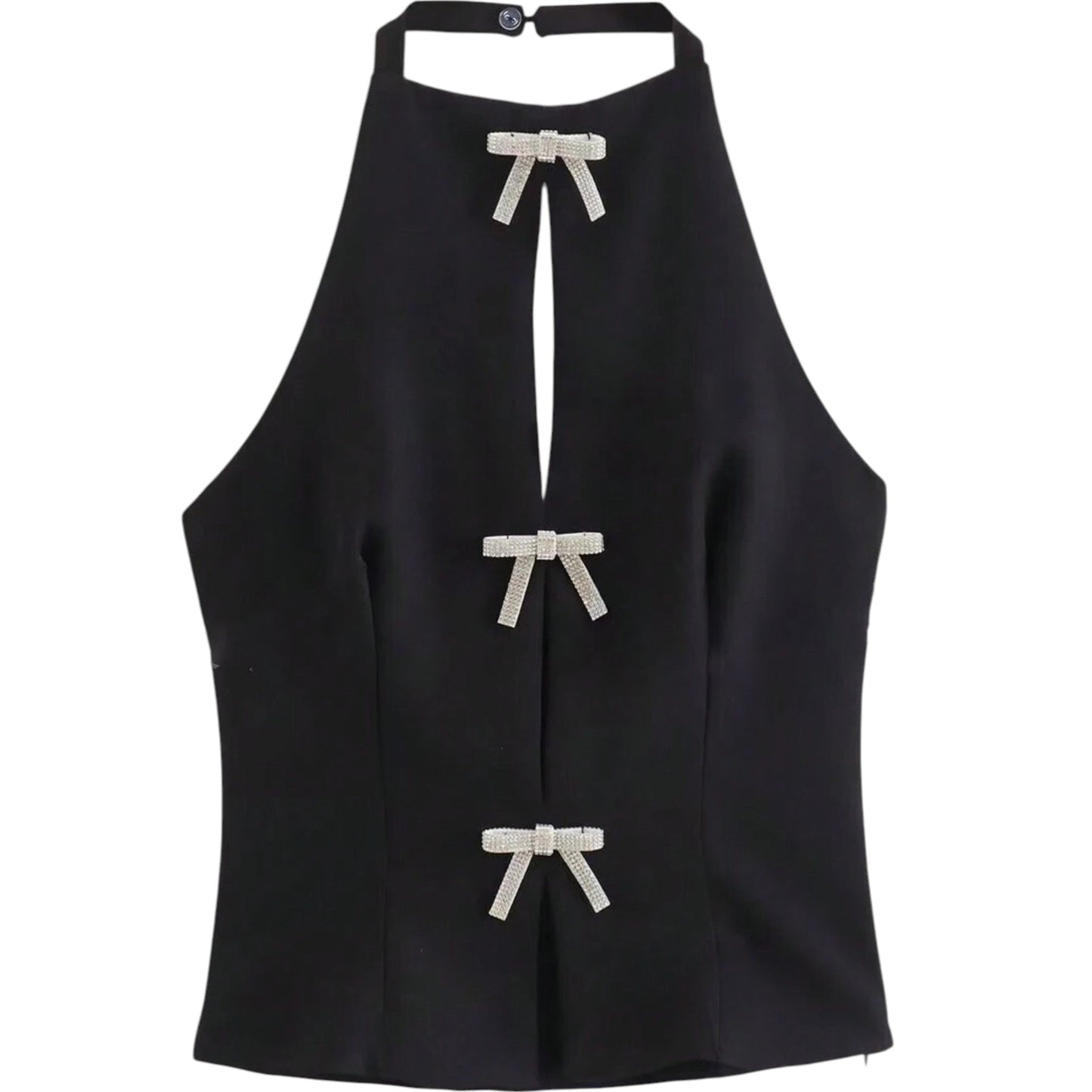 SHE fekete cipzáras halter top
